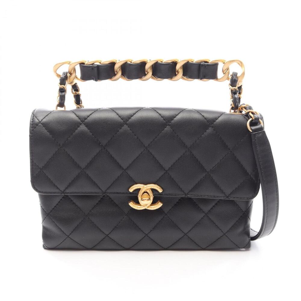 Chanel Matelassé Small Flap Shoulder Bag Handbag Leather Women's Black AS3227